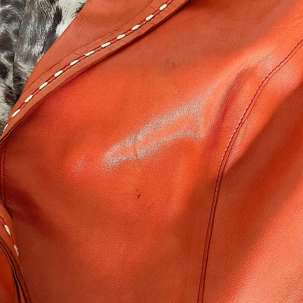 Artico Luxurious Orange Buttery Soft Sheepskin Leather Jacket **Sz 46/US Sz 10** - Picture 7 of 10